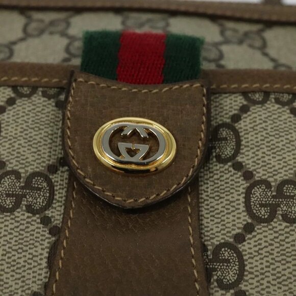 GUCCI GG Supreme Web Sherry Line Shoulder Bag PVC Beige 56 02 032 Auth BA2084 - Picture 10 of 16